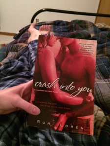 Settled in for the night after conferencing, reading Roni's book